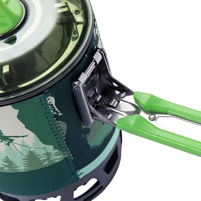 Fire-Maple "Fixed Star 3" Personal Cooking System | Pot/Jet Burner Stove System with Electric Ignition | Ideal for Hiking, Camping, Backpacking, Fishing, Hunting Trips and Emergency Use, Green