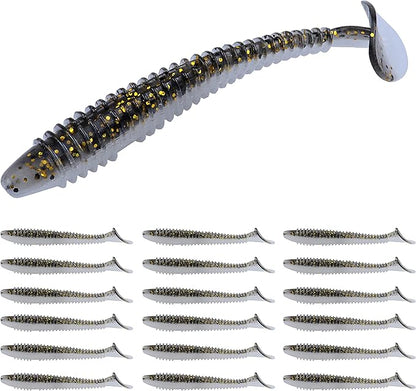 RUNCL Swimbaits Paddle 10/20/30/40PCS, 5/4/3/2 Inchs Paddle Tail, Soft Lure for Trout Crappie Bass, Durable Plastic Bait Swimmer for Saltwater/Freshwater, Fishing Lover's Gift