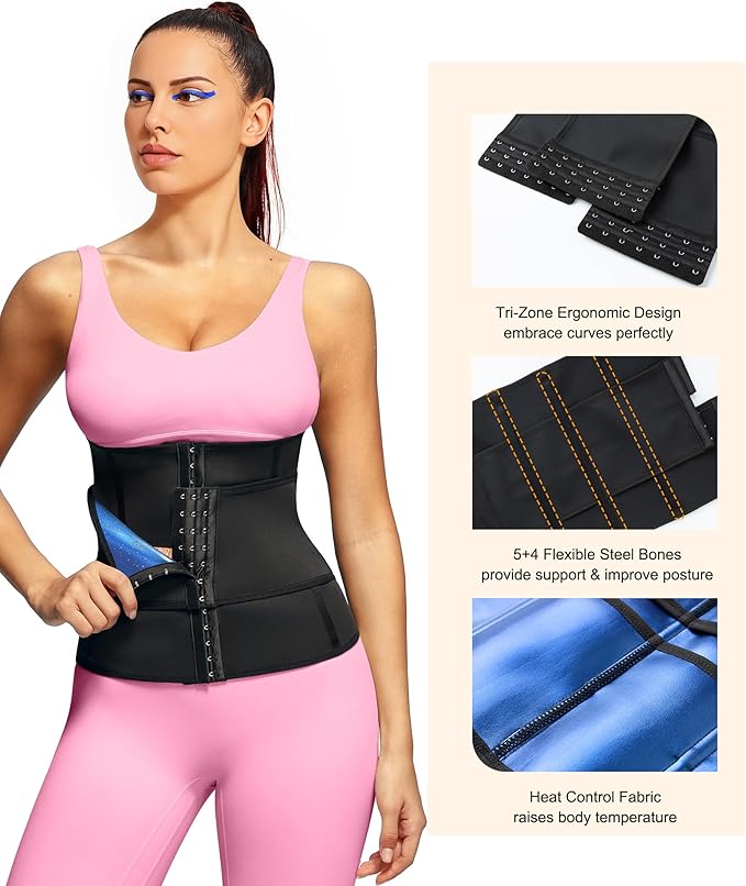 LEINIDINA Waist Trainer for Women Corset Shapewear Segmented Sweat Waist Trimmer for Women Workout Belt
