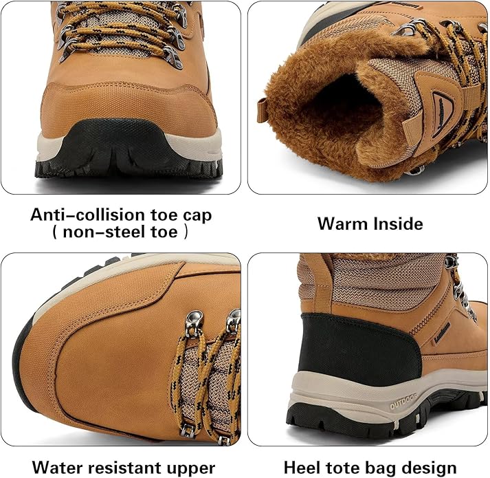 Lamincoa Mens Snow Boots Water Resistant Hiking Boots for Men Non-slip Winter Outdoor Warm Comfort Camping Backpacking Shoe