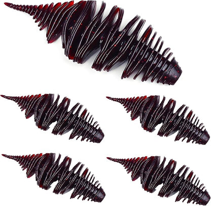 Soft Swimbait Lures, Soft Plastic Fishing Lures Kit, Bass Fishing Lure Swim Baits with 5 Color, Threaded Small Needle Tail for Trout, Crappie, Bass, Redfish, Freshwater, Saltwater