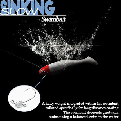 Soft Fishing Lures Shad Minnow Swimbaits, Pre-Rigged Jig Heads Paddle Tail Swim Baits for Bass, Trout, Walleye, Crappie, Sinking Jigs Bait for Saltwater Freshwater, Fishing Gifts for Men