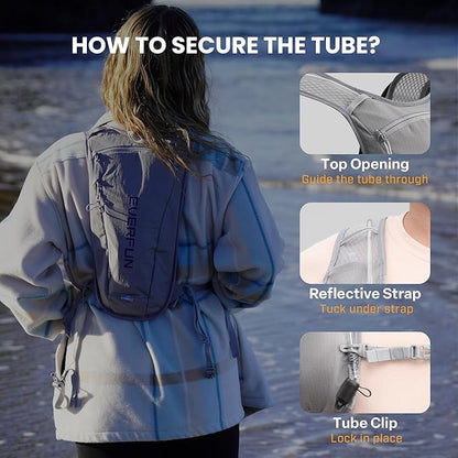 EVERFUN Hydration Backpack Running Vest Small Hiking Water Backpack with 1.5L Water Bladder for Women Men, Lightweight Reflective Dayhike Hydro Pack for Trail Running, Biking, Race, Marathons