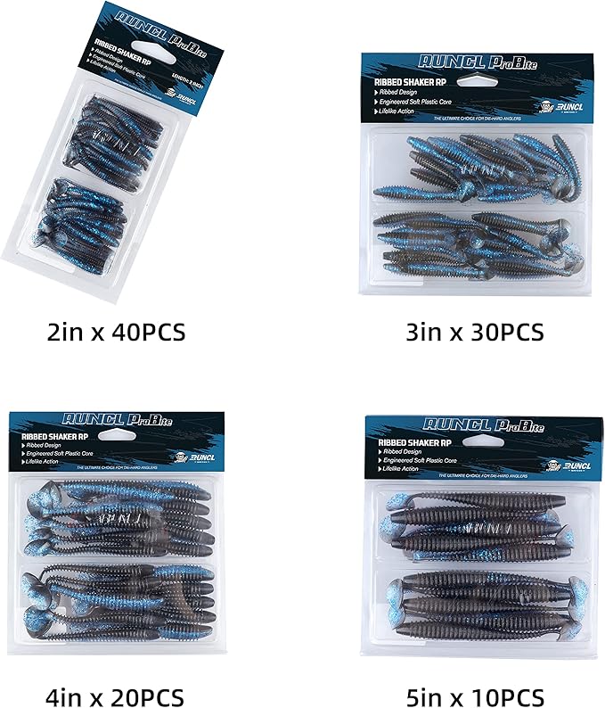 RUNCL Swimbaits Paddle 10/20/30/40PCS, 5/4/3/2 Inchs Paddle Tail, Soft Lure for Trout Crappie Bass, Durable Plastic Bait Swimmer for Saltwater/Freshwater, Fishing Lover's Gift