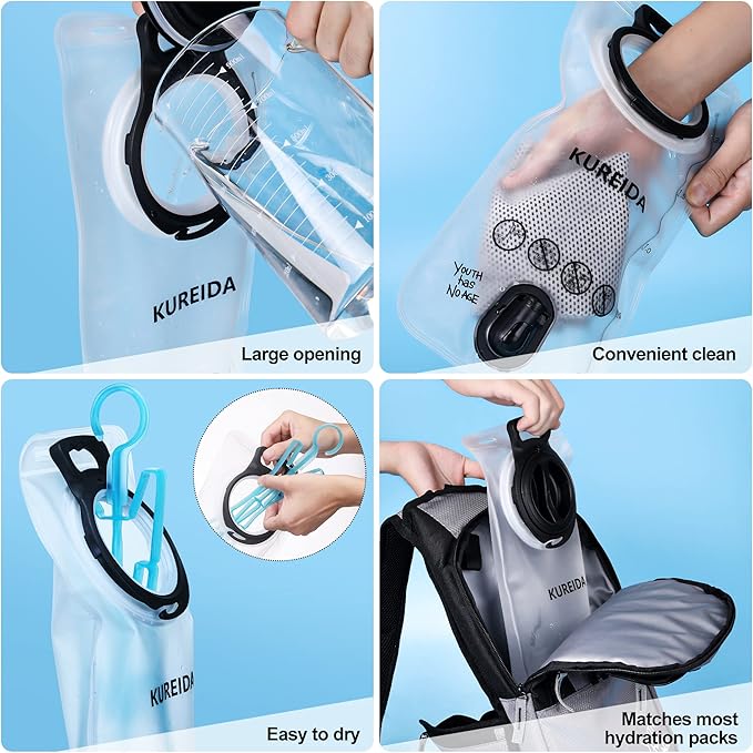 Hydration Bladder 2 Liter, BPA Free Water Bladder for Hiking Backpack Water Storage Bag with Insulated Tube, Hydration Backpack Replacement for Outdoor Camping Running Hiking