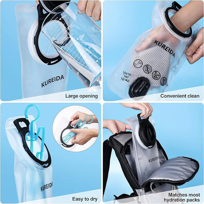 Hydration Bladder 2 Liter, BPA Free Water Bladder for Hiking Backpack Water Storage Bag with Insulated Tube, Hydration Backpack Replacement for Outdoor Camping Running Hiking