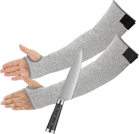 A5 Cut Resistant Arm Sleeves for Men & Women, Non-PFAS Arm Protectors for High Risk Work, UPF50+ UV Protection Cooling Gardening Sleeves for Farming, Lightweight, Breathable