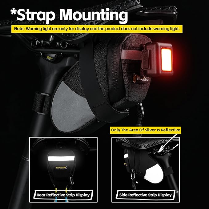 Bike Seat Bag Bicycle Saddle Bag 0.4L Cycling Under Seat Pouch for Mountain Road Biking and Commuting Trips (Black)