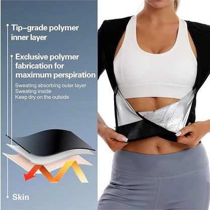 Sauna Suit Waist Trainer for Women Belly Fat,Sauna Shirt Short Sleeves Waist Trimmer Body Shaper Tank Tops