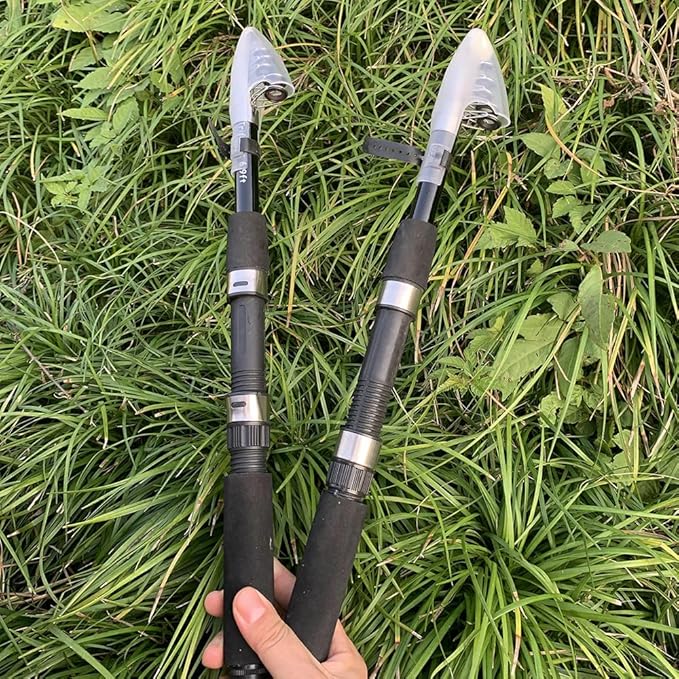 Fishing Pole Combo, 6.9ft 2Pcs Telescopic Rods Set, Collapsible Fishing Rods, 2PCS Spinning Reel Set with Carrier Bag Freshwater Fishing Rod and Reel Combos Kits