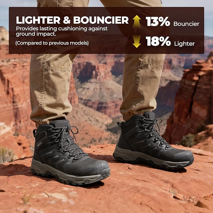 NORTIV 8 Men's Waterproof PRO Hiking Boots Outdoor Lightweight Non-Slip Arch Support Trekking Camping Ankle Boots Armadillo Update