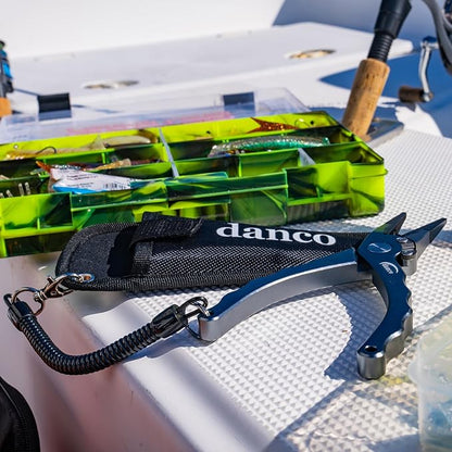 danco 7.5-inch Aluminum Fishing Pliers with Tungsten-Carbide Side Cutters - T6-6061 Aircraft Grade Aluminum Construction - Saltwater Resistant Fishing Pliers with Sheath