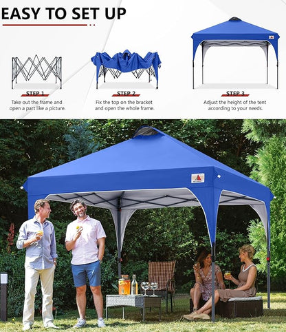 ABCCANOPY Outdoor Pop up Canopy Tent, 8x8 Instant Portable Canopy for Camping, Beach, Backyard, Sapphire Blue