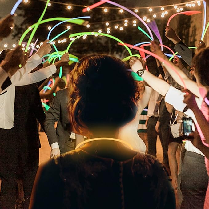 Glow Fever Glow Sticks Bulk 100ct 22'' Glow Necklaces with Connectors, Neon Light Sticks for Party Festivals Raves Concert Birthday Wedding, Yellow