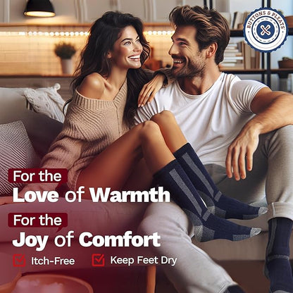Buttons & Pleats Wool Socks for Men & Women Merino Thermal Warm Cozy Winter Boot Sock