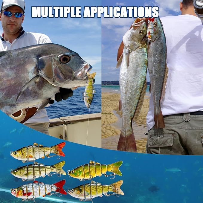 Multi Jointed Swimbait for Freshwater and Saltwater with case Fishing Lures with Sharp Hooks Top Water Bionic Swimming Lure Kit for Bass Trout Pike Walleye