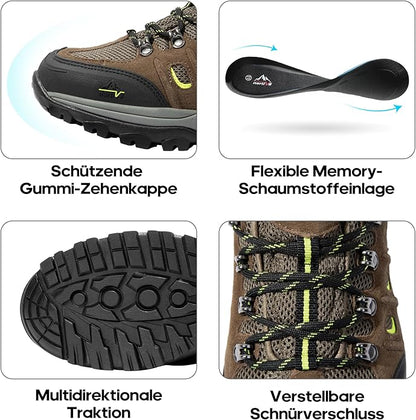 NORTIV 8 Men's Waterproof Hiking Shoes Leather Low-Top Hiking Shoes for Outdoor Trailing Trekking Camping Walking Quest