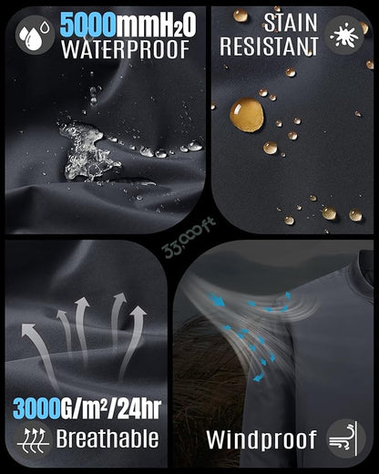 33,000ft Men's Bomber Jacket Waterproof Zip Up Windbreaker Quilted Padded Lightweight Warm Casual Spring Fall Winter Coat