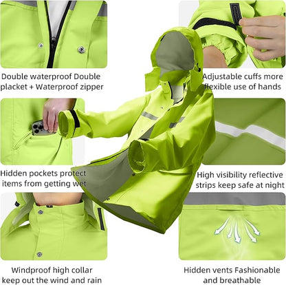 Coralrain Rain Suit Safety Waterproof Rain Jacket and Trouser Suit Raincoat With Hood lining For Men Women Adults Breathable