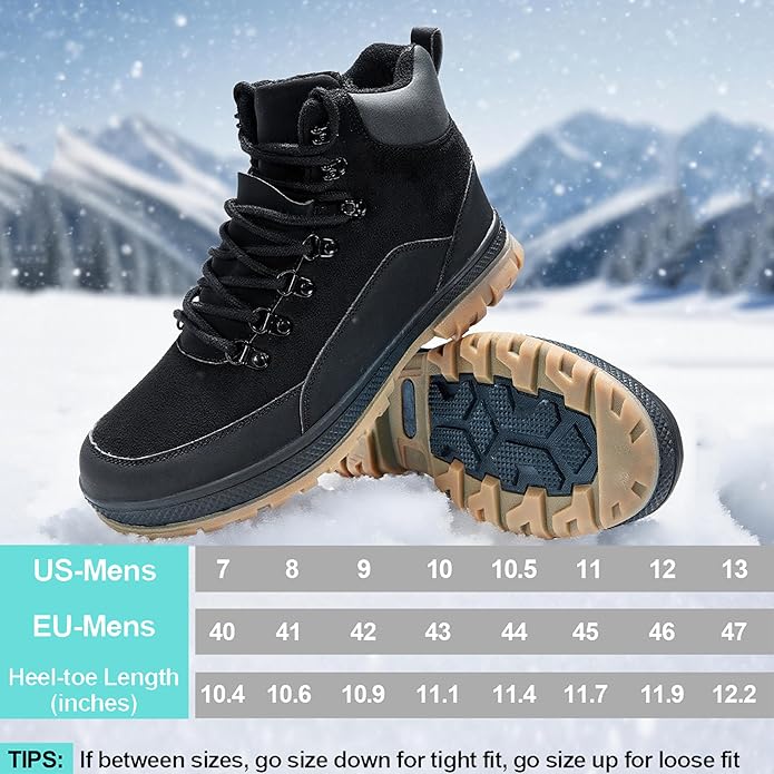 Wondamo Men's Snow Boots Lightweight Waterproof Winter Boots Fur Lined Anti-slip Cold Weather Shoes