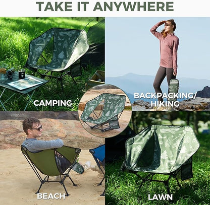 ATEPA UFO3.0 Backpacking Camping Chair, Ultralight Extra Wide Comfortable Folding Chairs 440lbs Heavy Duty Portable Hexagon Ergonomic Height Adjustable Seat with Anti-Sinking Feet