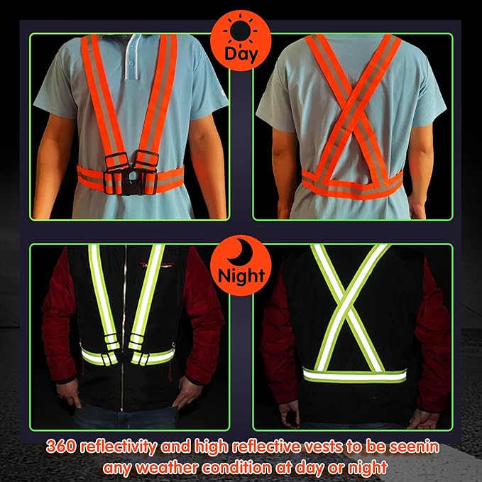 Reflective Safety Vest 2pcs - High Visibility Vest Adjustable Straps for Outdoor Jogging, Cycling,Walking,Workers