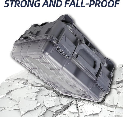 RUNCL Universal Fishing Tackle Box with Two Small Tackle Tray, Removal Inside Design Waterproof Trunk Storage Box, Thicker Floating Airtight Stowaway, Xmas Surprise Fishing Gifts for Men Women