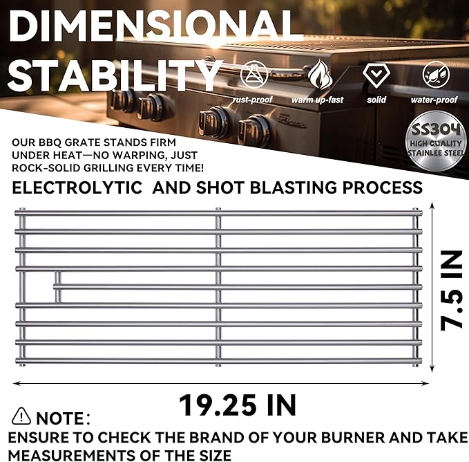 2025 Upgrade 1 Pack 7mm SS304 Stainless Steel BBQ Cooking Grill Grate Replacement Part for Bull 16517,BBQ Angus 47628, Brahma, Lonstar Select, Outlaw Steer Premium, Lonestar Select,7 Burner Premium