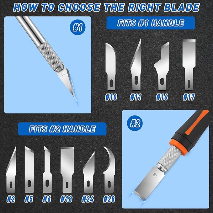 DIYSELF 100 Pack Exacto Knife Blade Refills #18, Hobby Blades Replacement, 18 Craft Knife Blades for Craft Knife Precision Knife, High Carbon Steel Exacto Knife Blades for Scrapbooking, Stencil (#28)