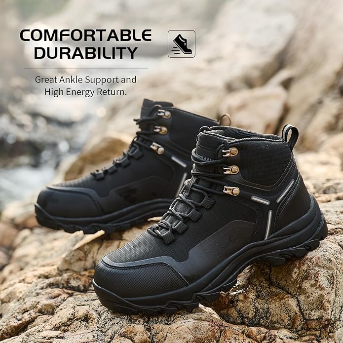 Waterproof Women's Hiking Boots with Wide Toe Box Lightweight Non-Slip Grip Ankle Support, Durable Comfort for Trekking, Trail Running, and Outdoor Adventures