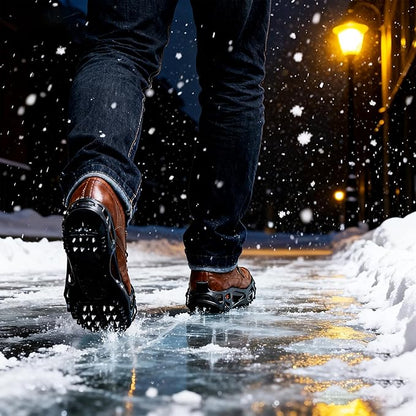 Ice Cleats Snow Traction Cleats Crampon for Walking on Snow and Ice Non-Slip Overshoe Rubber Anti Slip Crampons Slip-on Stretch Footwear