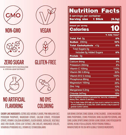 TREVI™ Sugar Free Electrolytes - Drink Mix Hydration Powder Packets - 8 Count - Cherry Lime