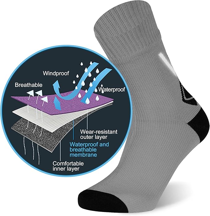 RANDY SUN Waterproof Socks, Unisex Hiking Wading Trail Running Kayaking Crew Socks