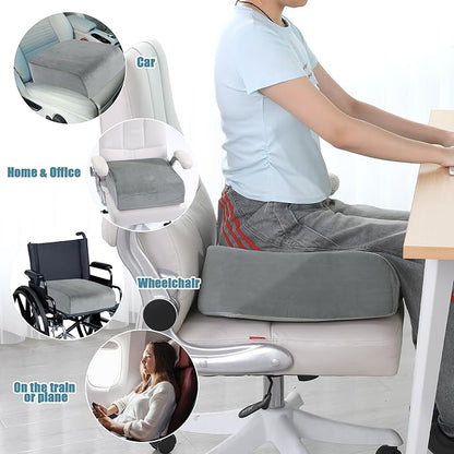 HOMBYS Extra Thick Seat Cushions for Office Chair,Adult Booster Seat for Car,Memory Foam Car Cushion for Height,Chair Cushions for Elderly Wheelchair,Desk Chair Seat Cushion (Dark Grey)