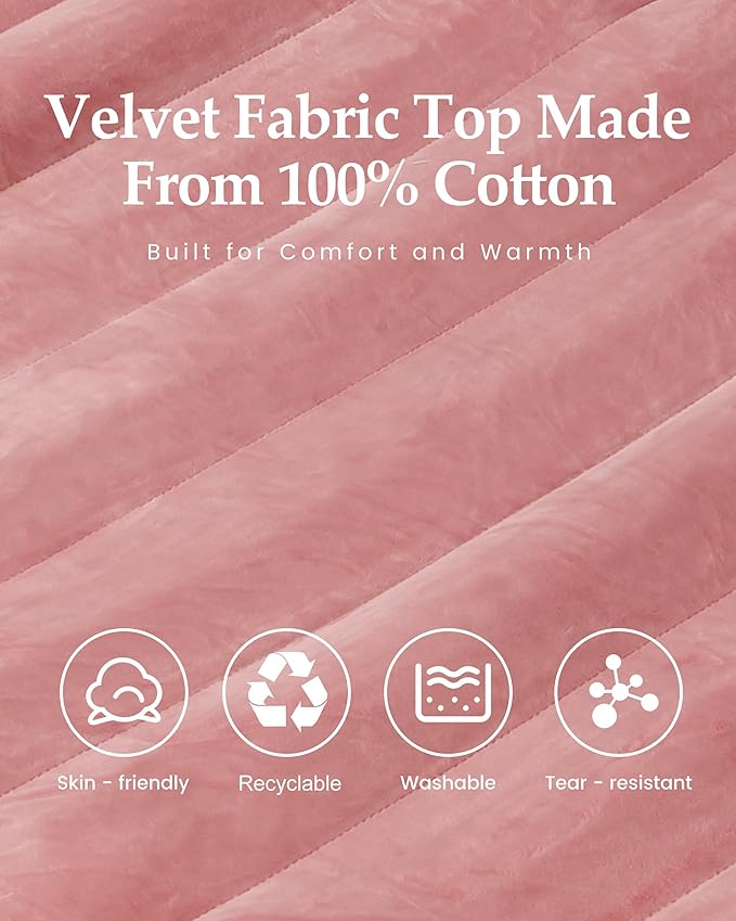 Inflatable Sleeping Pad for Camping, Extra-Thick 4.75" Single Air Mattress with Soft Velvet Top, Machine Washable, Family Lightweight 4-Season Pad for Traveling & Hiking, Pink