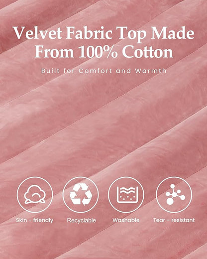 Inflatable Sleeping Pad for Camping, Extra-Thick 4.75" Single Air Mattress with Soft Velvet Top, Machine Washable, Family Lightweight 4-Season Pad for Traveling & Hiking, Pink