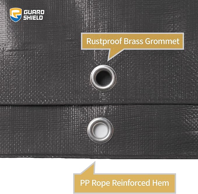 GUARD SHIELD Heavy Duty Tarp Waterproof 16x16 Feet Grey Large Outdoor Tarps Cover 12mil