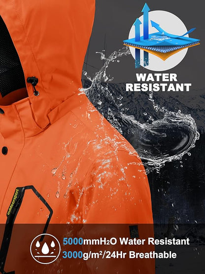 MAGCOMSEN Men's Lightweight Windbreaker Rain Jacket Raincoat with Detachable Hood for Hiking Fishing Activewear