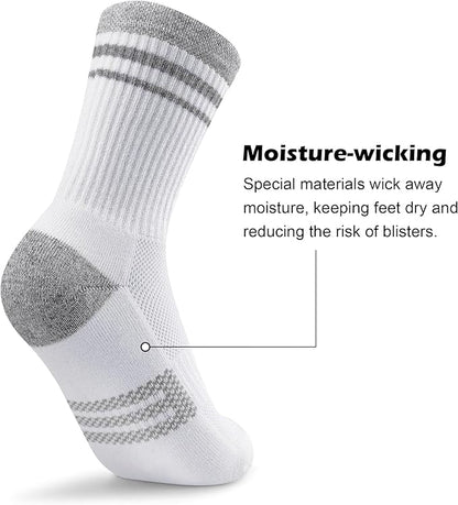 Gonii Women Athletic Crew Socks 5-6 Pairs - Comfort & Cushioned for Running, Hiking, Sports Arch Compression Socks