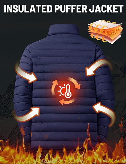 TACVASEN Men's Lightweight Puffer Jacket Winter Quilted Puffy Jackets Warm Water-Resistant Windproof Insulated Coats