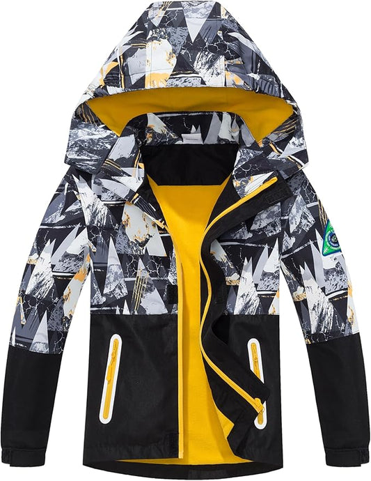 MGEOY Boys Girls Rain Jackets Lightweight Waterproof Hooded Raincoats Windbreakers for Kids 4-14Y