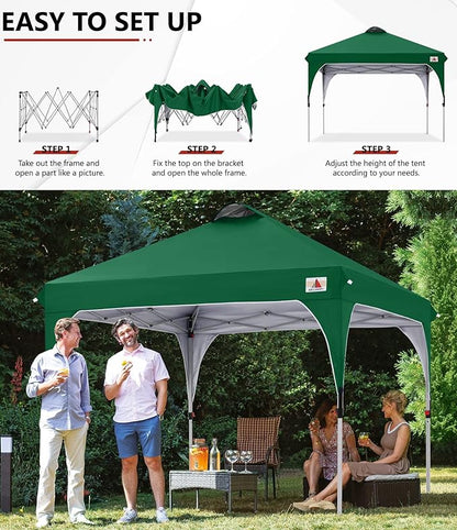 ABCCANOPY Outdoor Pop up Canopy Tent, 10x10 Instant Portable Canopy for Camping, Beach, Backyard, Green