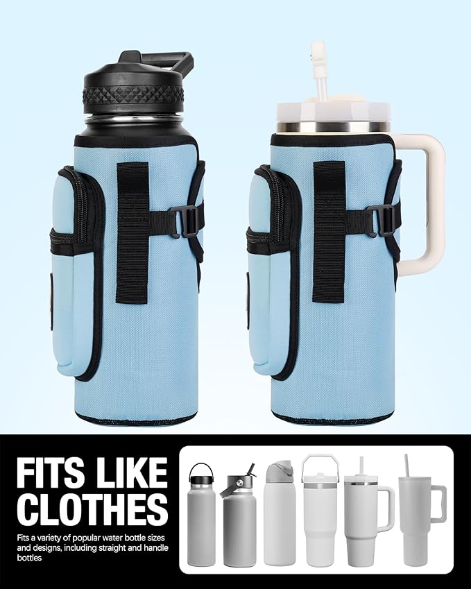 Sports rabbit Universal Water Bottle Holder – Durable Oxford & Neoprene Hybrid Design Compatible with Stanley 30/40oz Handled & 64/87oz Straight Tumblers, Adjustable Strap for Gym, Travel, Outdoors