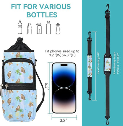 25/32/40/64oz Water Bottle Bag Holder Carrier-Insulated Crossbody Sling Case Sleeve with Strap & Pockets for Men Women Gym Cycling Travel Walking Hiking Camping