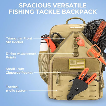 KastKing KarryAll Fishing Tackle Backpack with Rod Holder 4 Tackle Boxes,40/26L Tackle Bag Storage Fishing Gear and Equipment