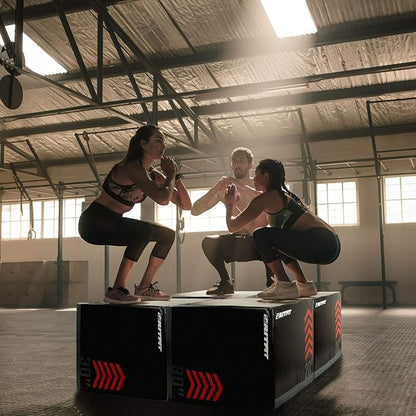 RitFit 3 in 1 Extra Firm Soft Plyo Box Foam Plyometric Box-30”x24”x20”-20"x18"x16" Heavy Duty High Density Foam Jumping Box 3 Sizes with PVC Cover,Platform for Home Gym Fitness, 440lb Weight Capacity