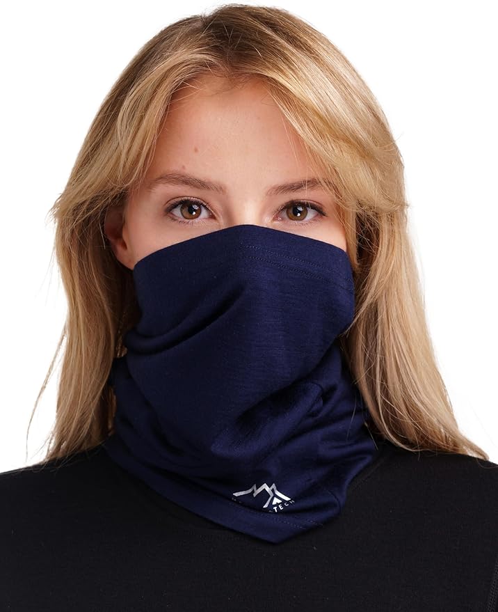 Merino.tech Merino Wool Ski Neck Gaiter - Face Mask Neck Warmer for Men & Women