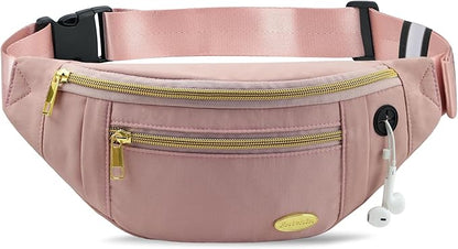 Entchin Fanny Pack for Women Men,Crossbody Belt Bag with 4-Zipper Pockets,Adjustable Waist Bag Pack,One of the Most Popular Travel Essential Gifts for Walking,Traveling,Cycling