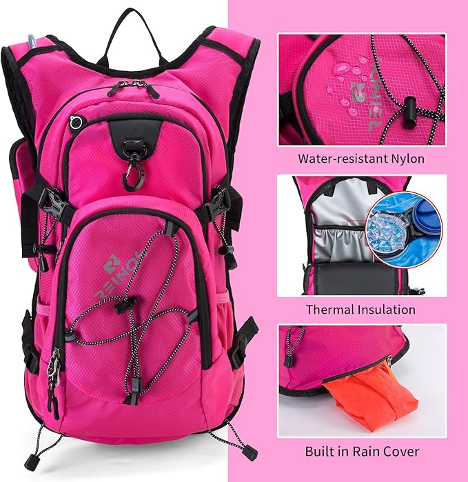 Hydration Backpack Pack with 2L Water Bladder 18L Hiking Backpack Women Men Lightweight Hydropack Insulated Daypack for Biking, Running, Festival