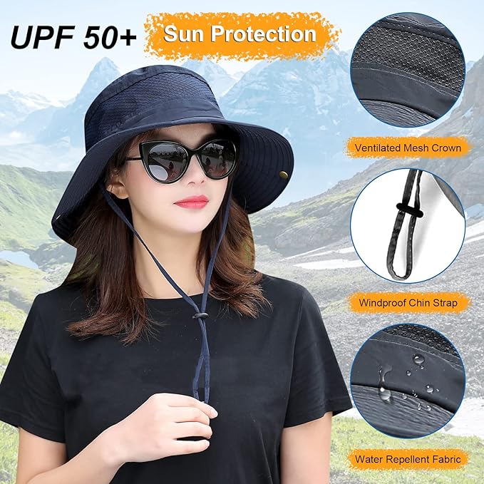Women Fishing Sun Hat Men Summer UV Protection Bucket Hats Mesh Ventilated Outdoor Hiking Gardening Beach Lawn Hat